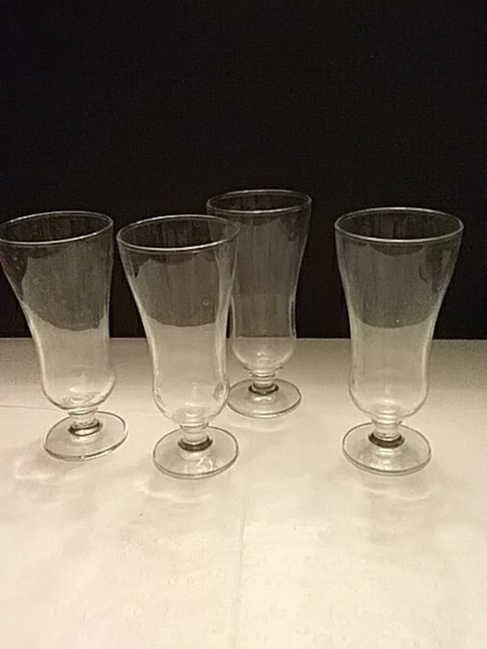 Clear Glass Footed Beverage Glasses - Set of 4